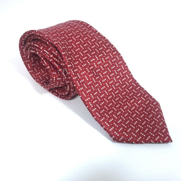 Silk Tie Burgundy Red with Dots J.Khaki Men - Picture 4 of 8